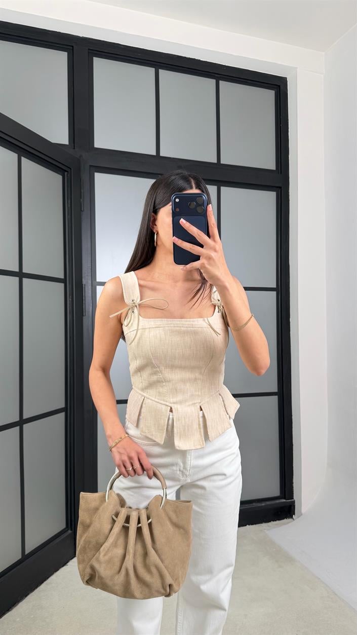 Bej İp Detaylı Korse GAUS-01426