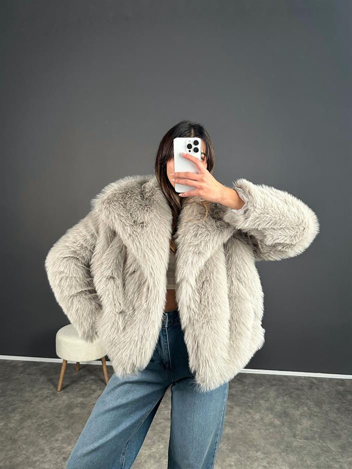 ZR Muadil  Açık Gri Viral Kürk