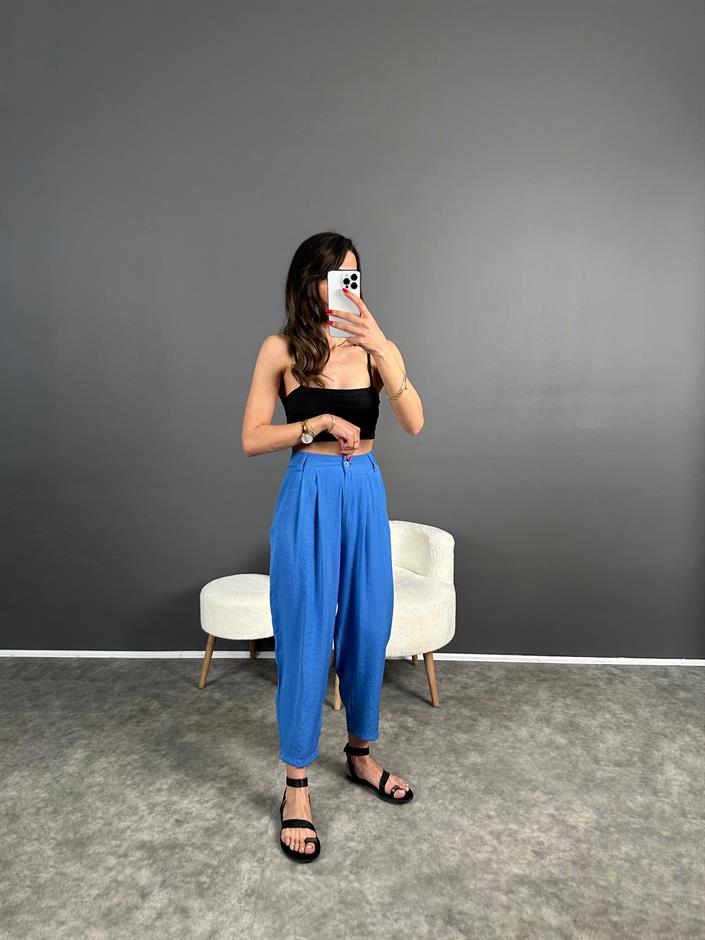 Wuud Mavi İthal Kumaş Şalvar Pantolon