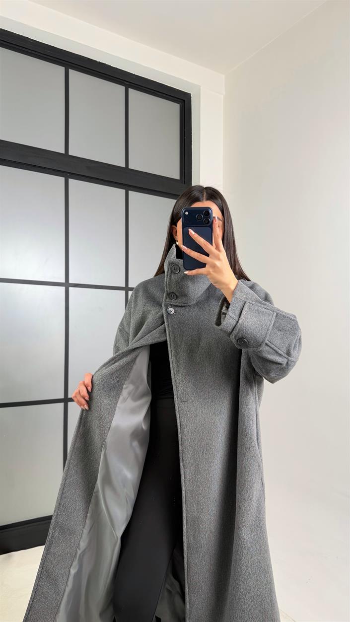 Antrasit Dik Yaka Astarlı Kaban GAUS-00846