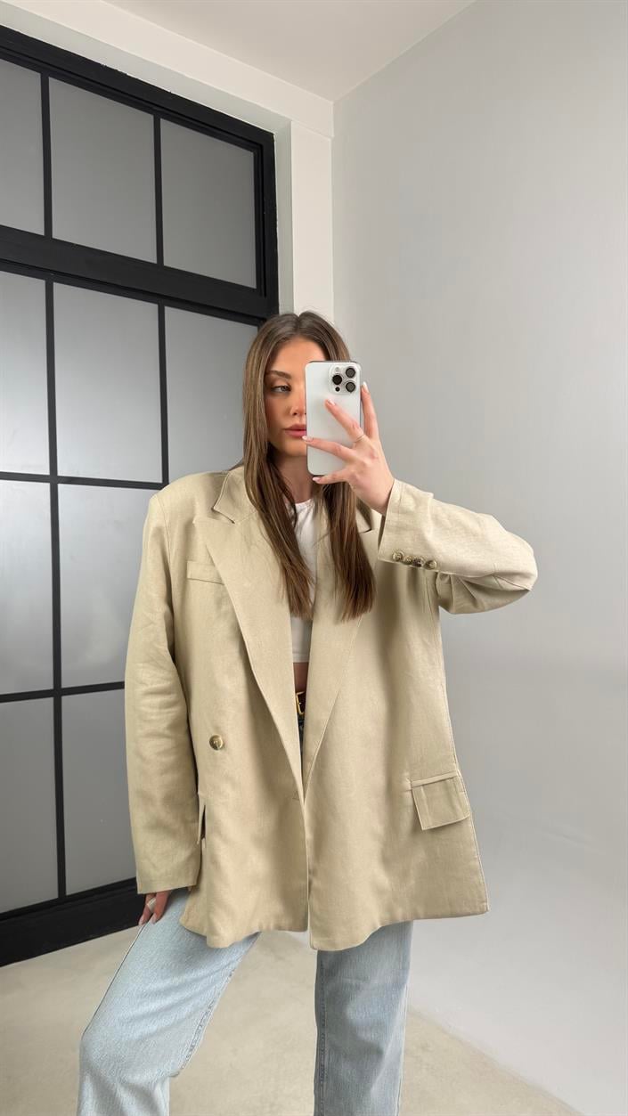 Taş Keten Blazer Premium Ceket GAUS-01115