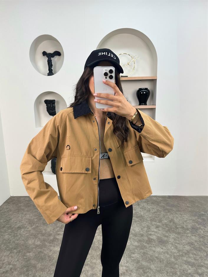 ZR Camel Astarlı Cepli Muadil Ceket