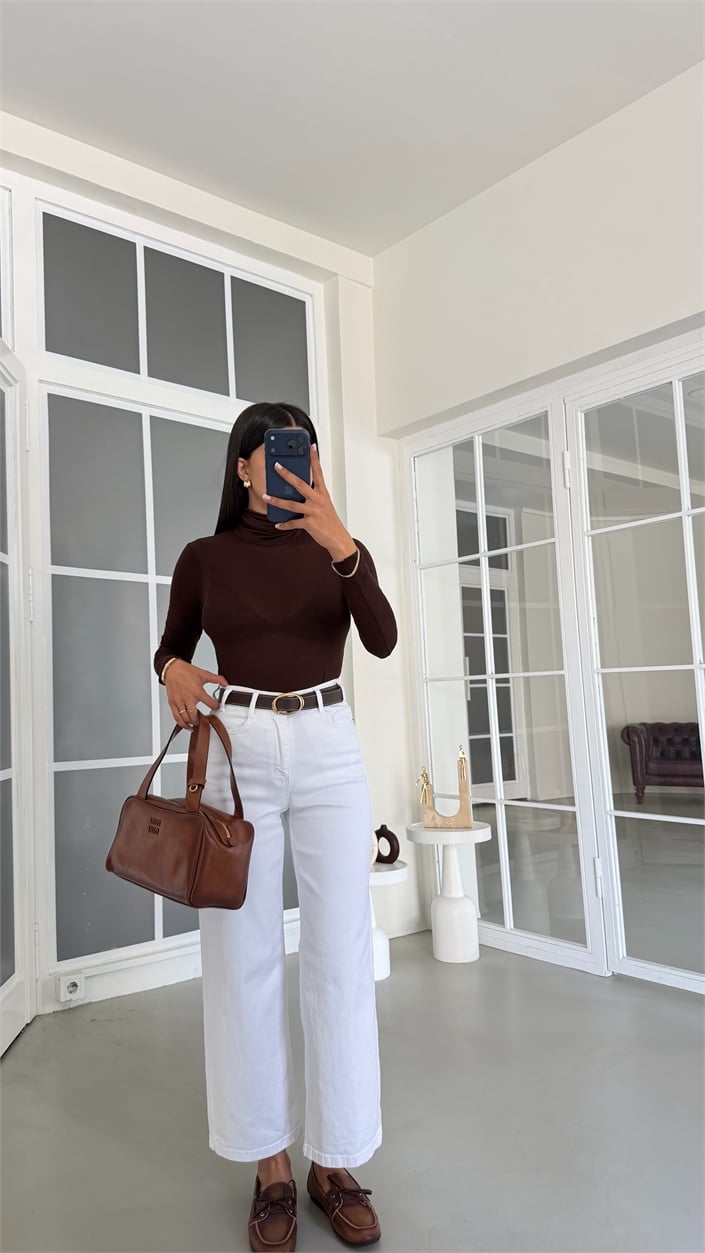 Beyaz ZR Model Kemerli Jean GAUS-02071