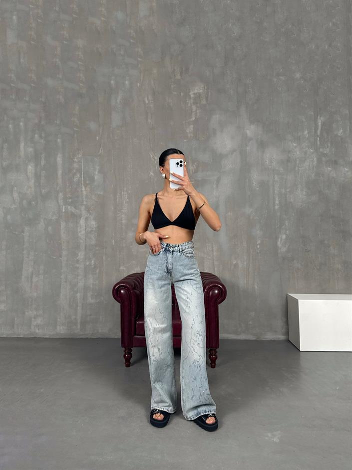 Mavi Yırtık Detaylı Yıkamalı Jean Gaus00086