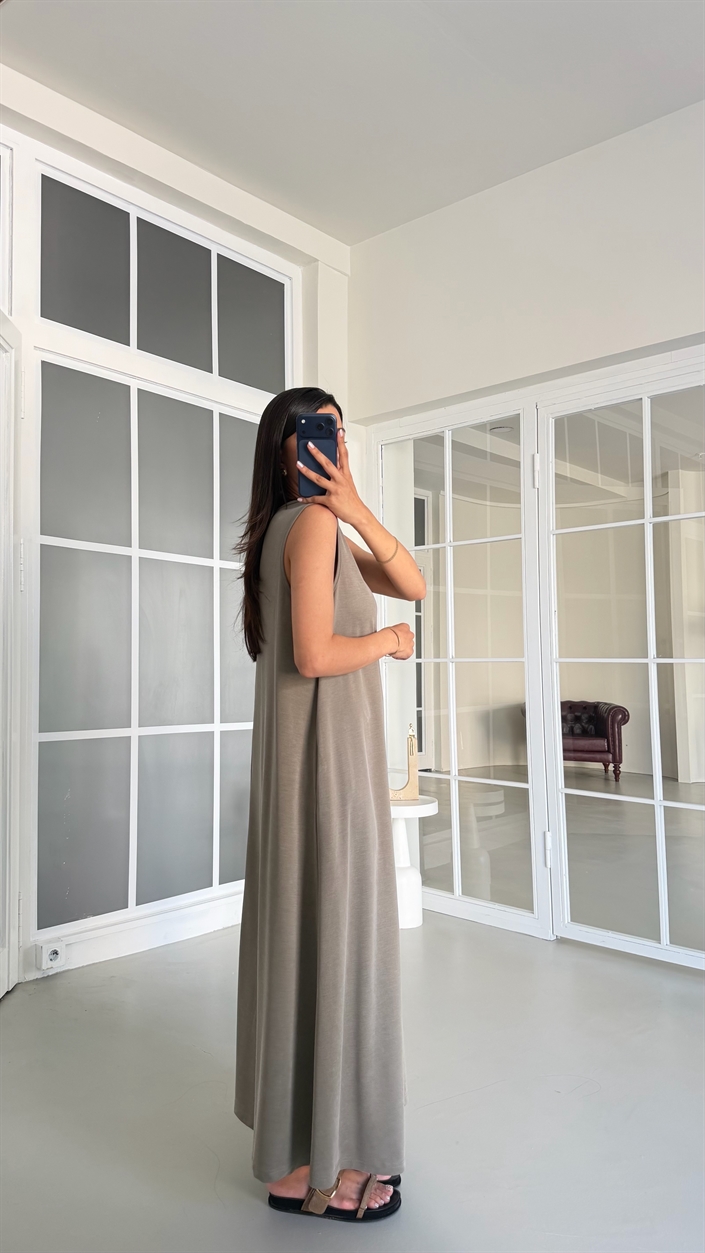 Haki OYS Model Sıfır Kol Basic Elbise GAUS-01729 GAUS-01728