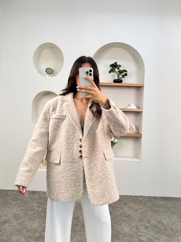 Garni Bej Kırçıklı Kaşe Kaban