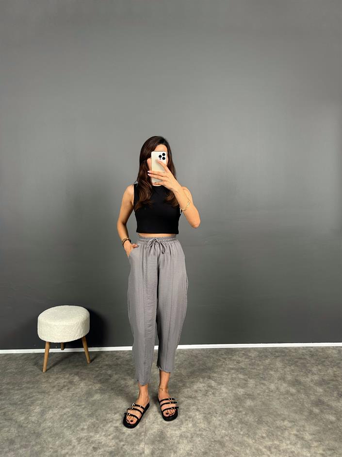 Arion Gri Ayrobin Keten Pantolon