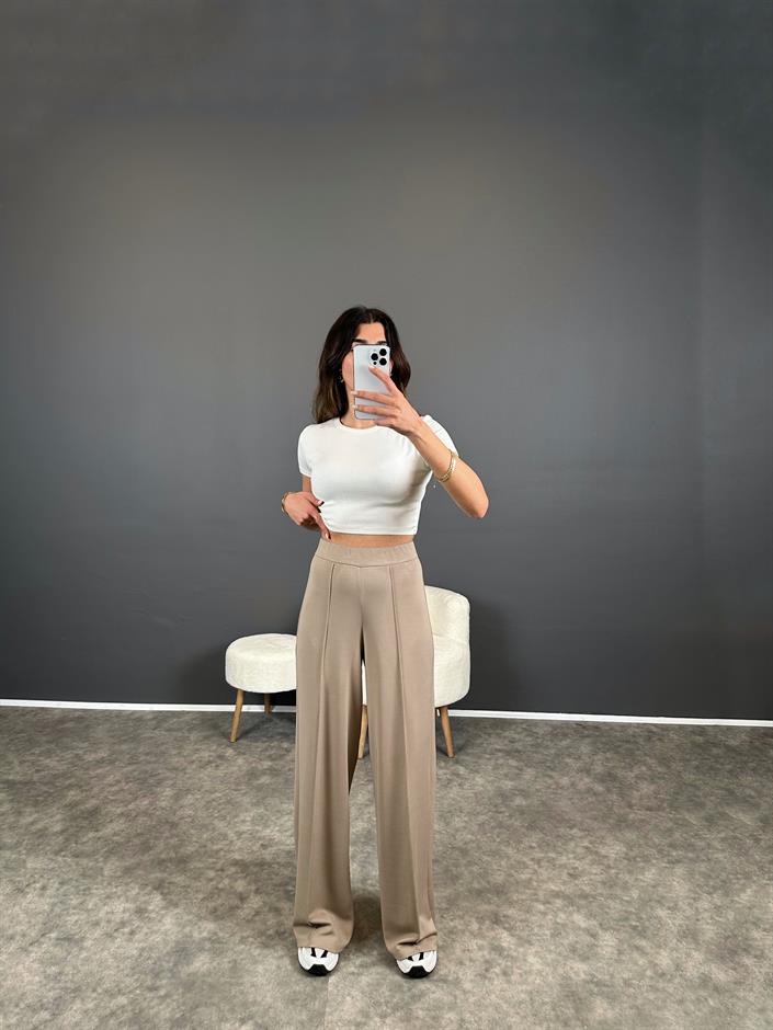 Cleo Açık Vizon Bol Kesim Modal Kumaş Pantolon
