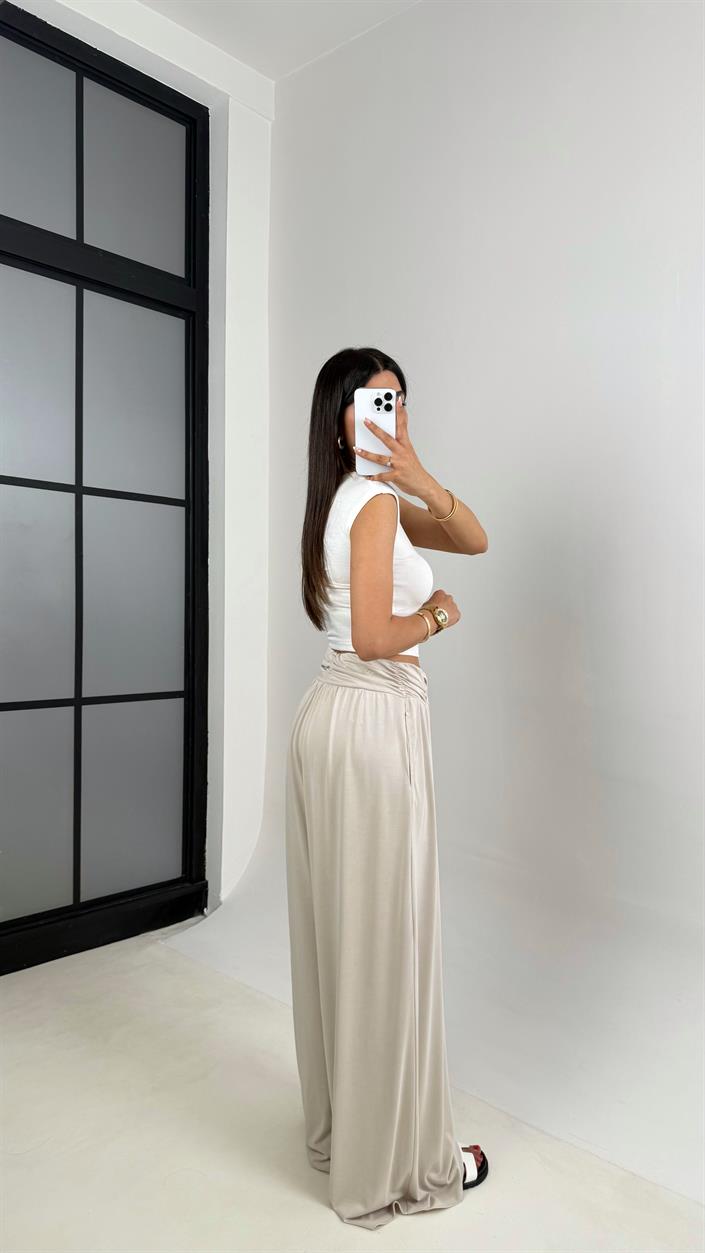 Taş Beli Çapraz Lastikli Bol Paça Oys Muadil Pantolon Gaus00607