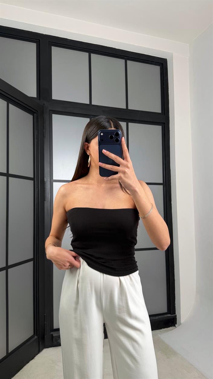 Siyah Straplez Basic Crop GAUS-01350