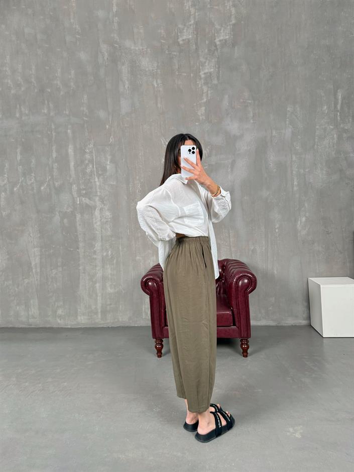 Orfi Koyu Vizon Çımalı Tensel Şalvar Pantolon