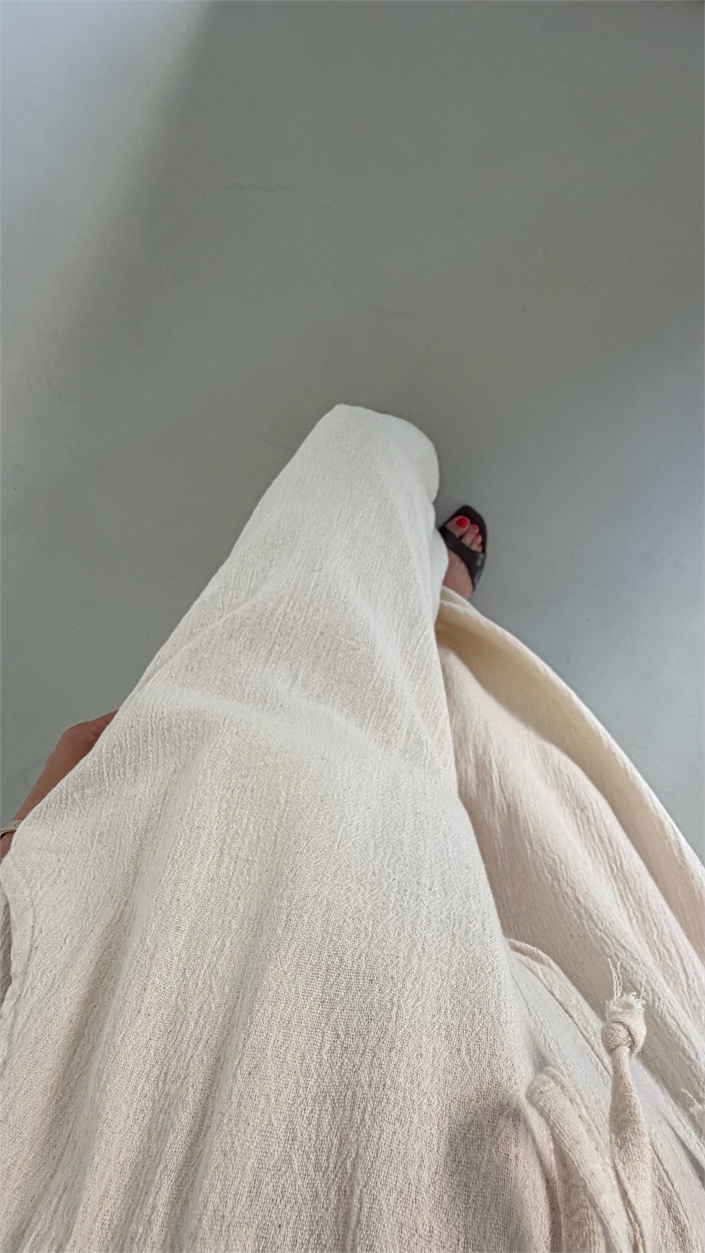 Taş Boncuk İpli Keten Şalvar Pantolon GAUS-01858