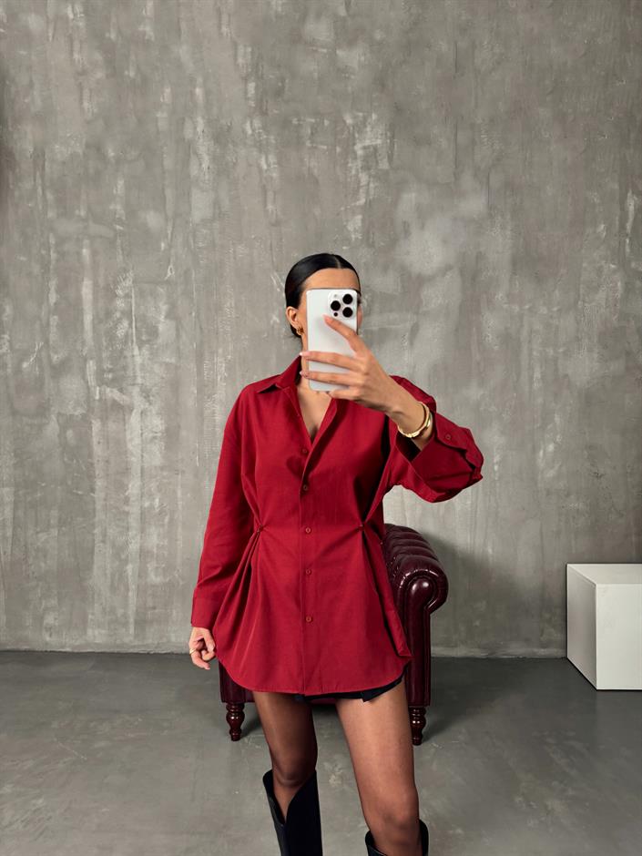 Athen Bordo ZR Model Oversize Tasarım Gömlek