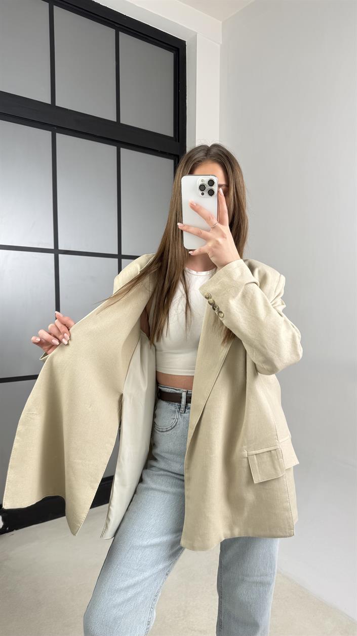 Taş Keten Blazer Premium Ceket GAUS-01115