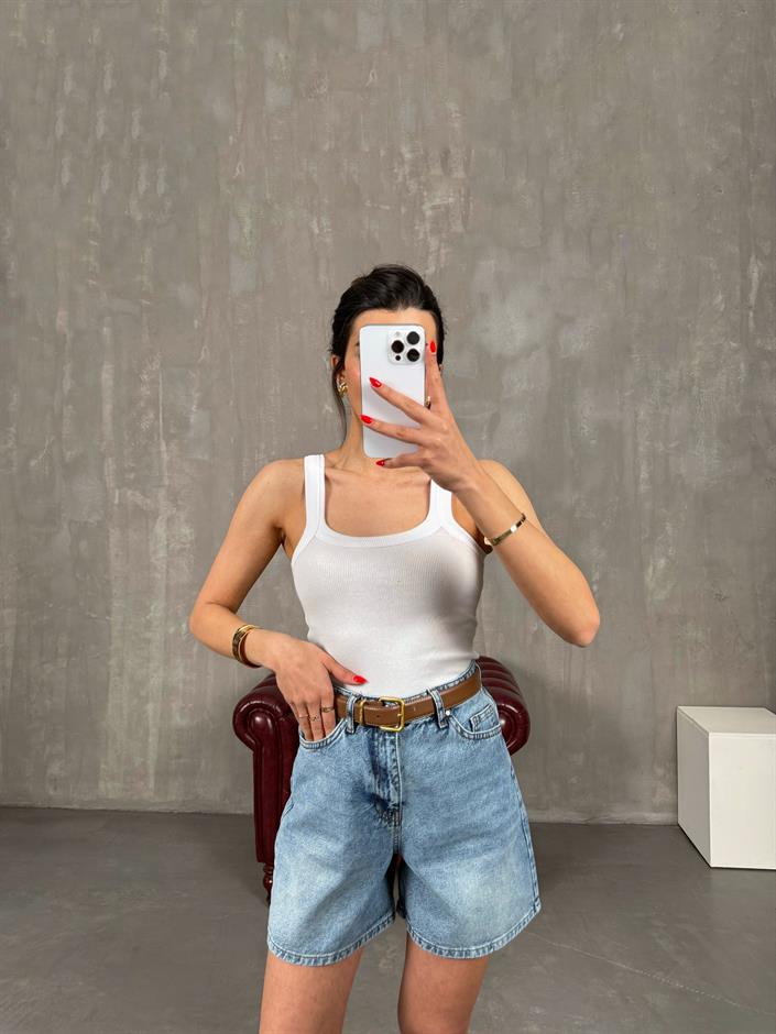 Beyaz Askılı Crop Gaus00220