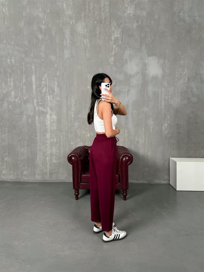Sofya Bordo Oysh Muadil Modal Kumaş Balon Pantolon