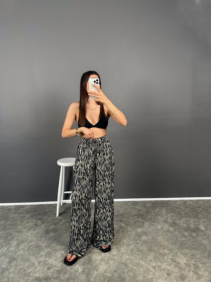 Orsa Beli Lastikli Yüksek Bel Paçası Biritli Pantolon 