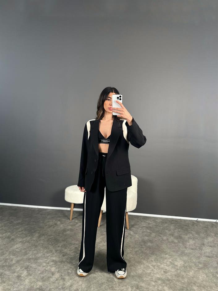 RY Premium Şeritli Blazer Ceket Pantolon Takım 