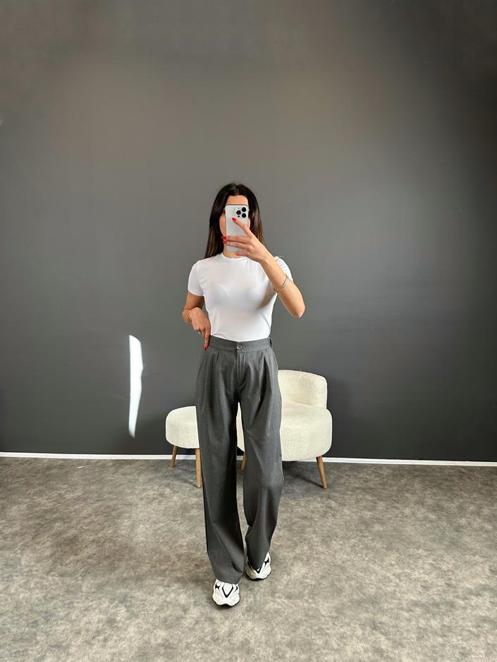 Pascal Gri Beli Lastikli Pantolon