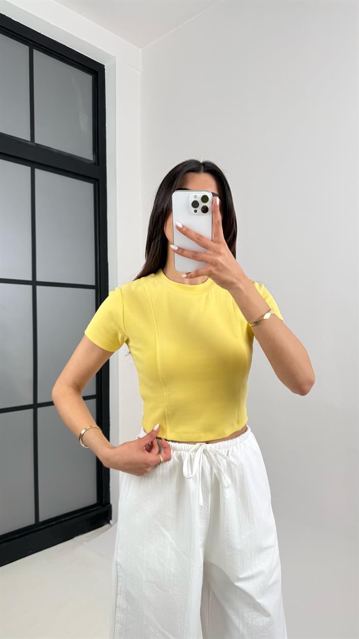 Sarı Kısa Kol MD Muadil Basic Tshirt Gaus00360