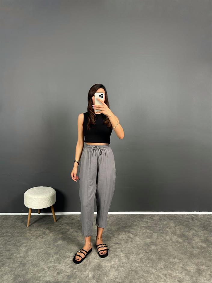 Arion Gri Ayrobin Keten Pantolon