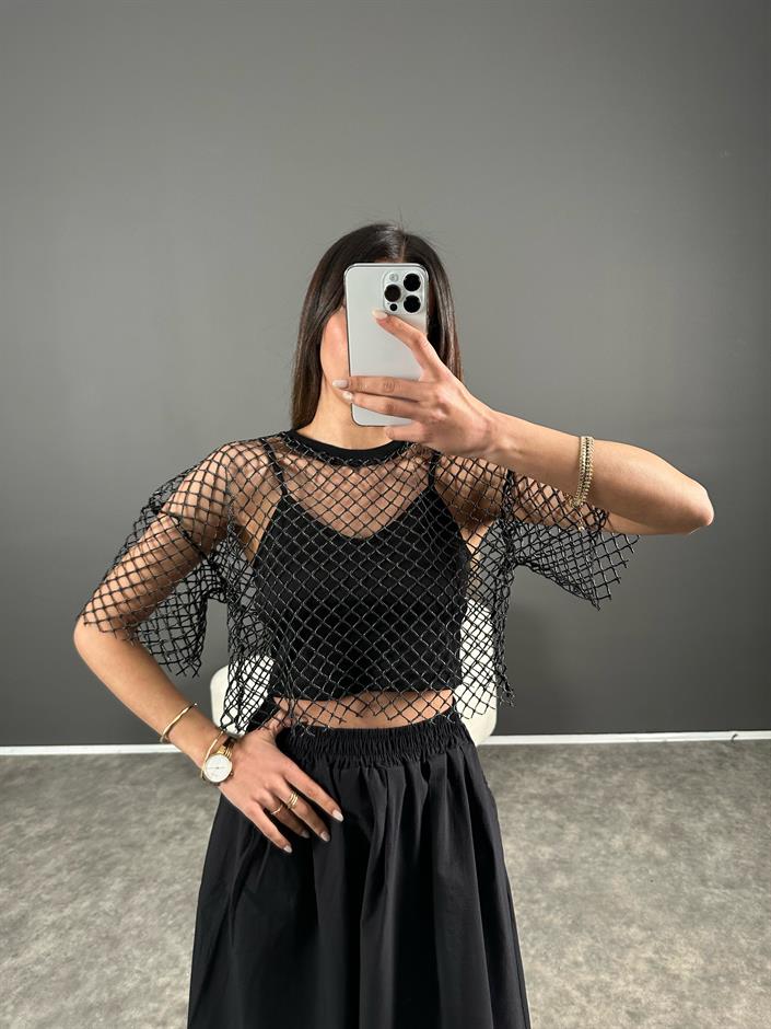 Siyah Atletli File Tshirt 