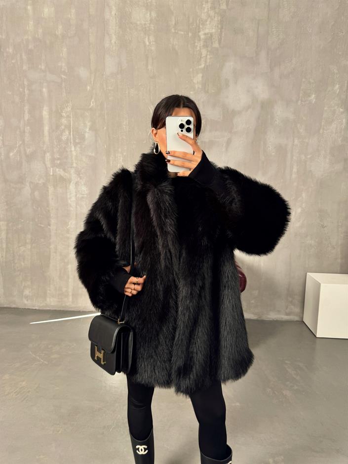 Felix Siyah Astarlı Muadil Kürk