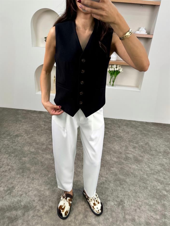 Velas Siyah Kaşe Yelek