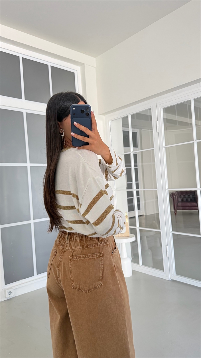Camel Beli Lastikli Oversize Jean GAUS-02030