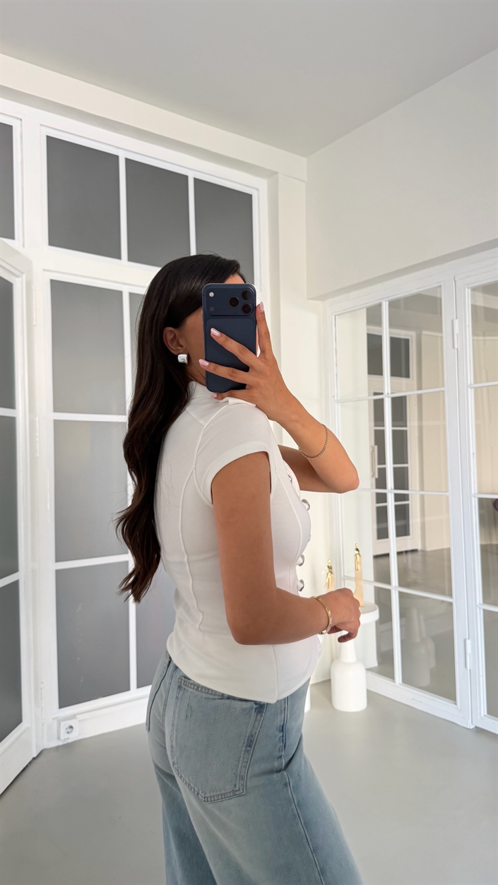 Ekru Apoletli Fermuarlı Modal Kumaş Yelek GAUS-01780