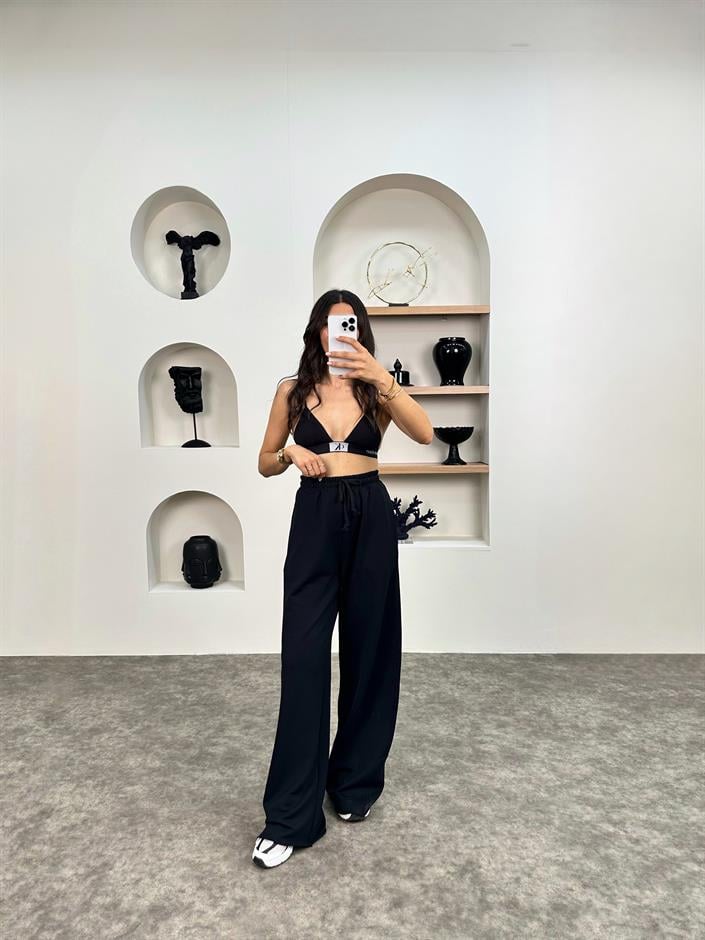 ZR Siyah Beli Lastikli Eşofman Altı