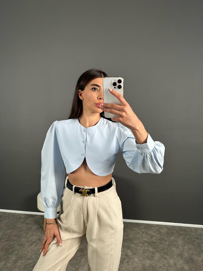Galen Bebe Mavisi Crop Gömlek