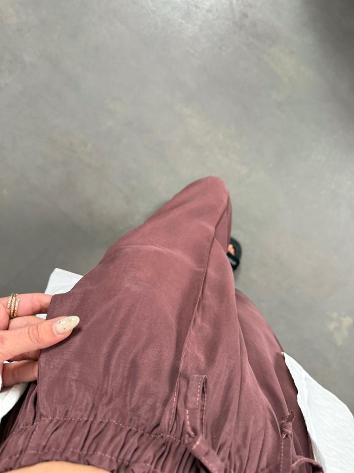 Orfi Bordo Çımalı Tensel Şalvar Pantolon