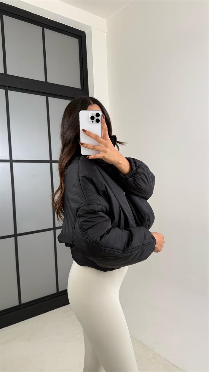 Siyah Kısa Şişme Mont GAUS-00137