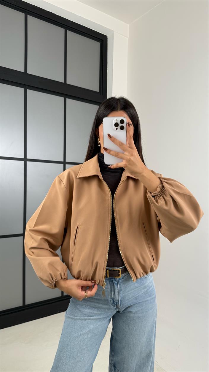 Camel Astarlı Cepli Duble Kumaş Bomber Ceket GAUS-00155