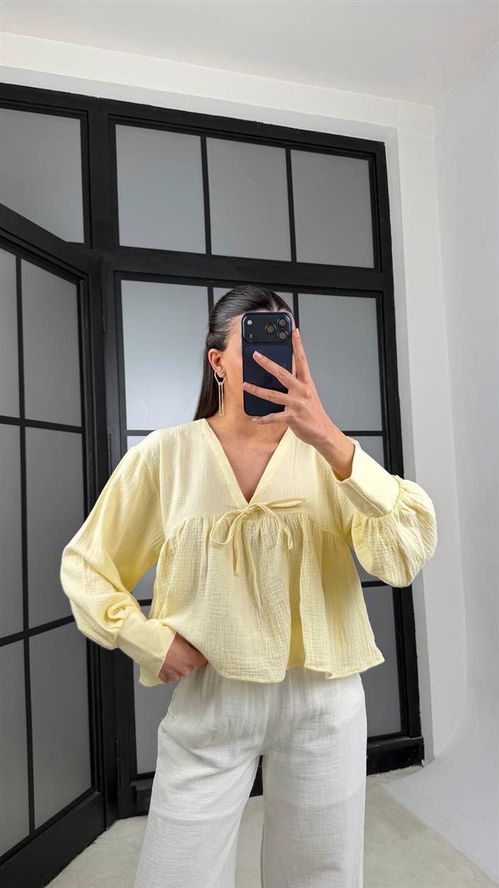 Sarı Müslin Bluz GAUS-01368