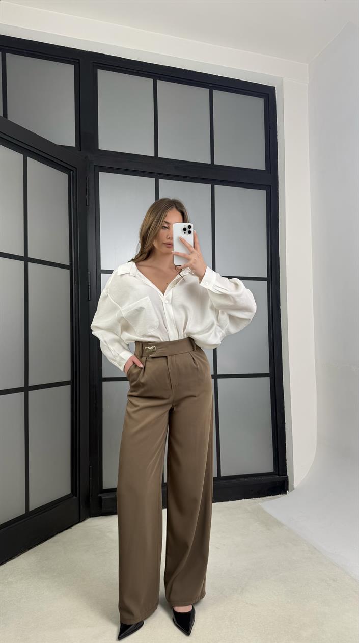 Haki Gold Toka Detaylı Pantolon GAUS-01168