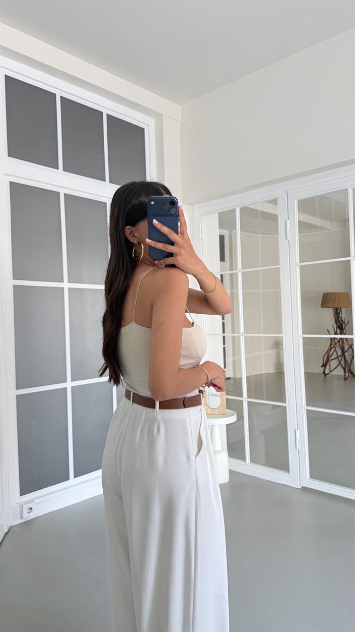 Ekru Kemerli Premium Pantolon GAUS-01667
