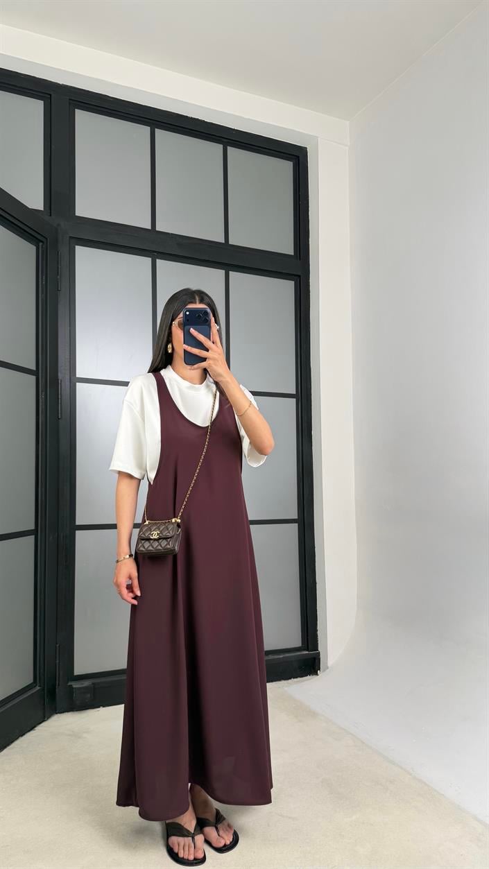 Mürdüm Twst Model Elbise Tshirt İkili Takım GAUS-01442