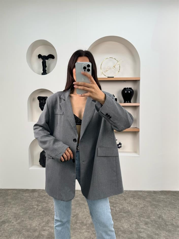 Pecho Antrasit Astarlı Blazer Ceket