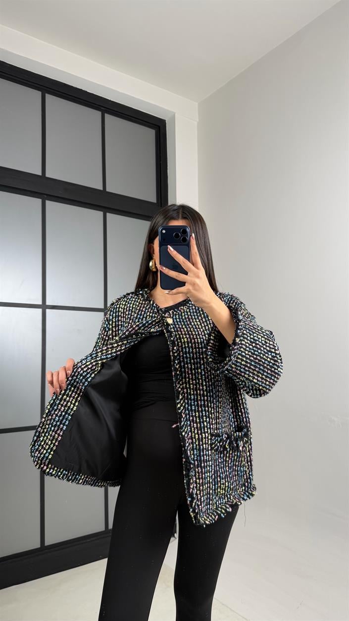 Siyah Astarlı Cepli Tüvit Ceket GAUS-01079