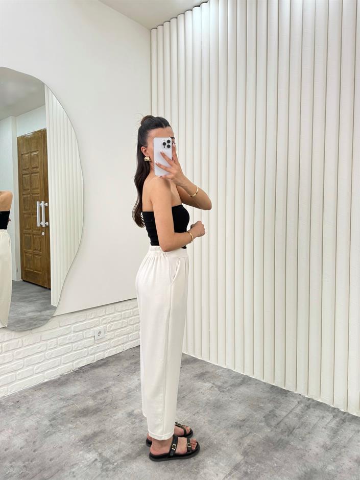 Vizon Beli Lastikli Cepli Harem Pantolon Gaus00308