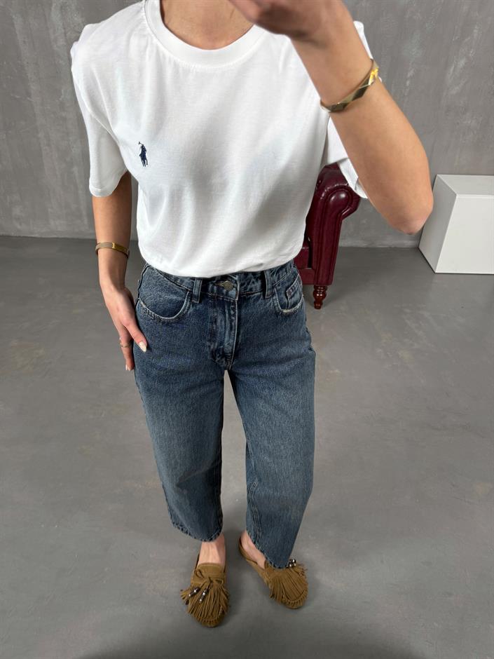 Ceremi Koyu Mavi Mom Jean