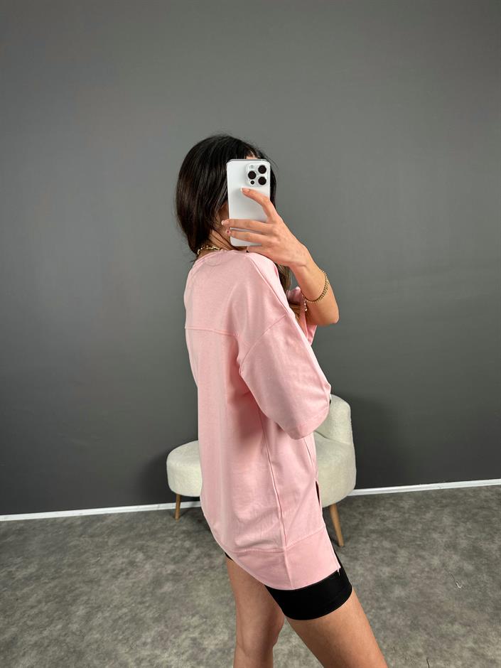 Luni Pembe Tasarım Oversize Tshirt