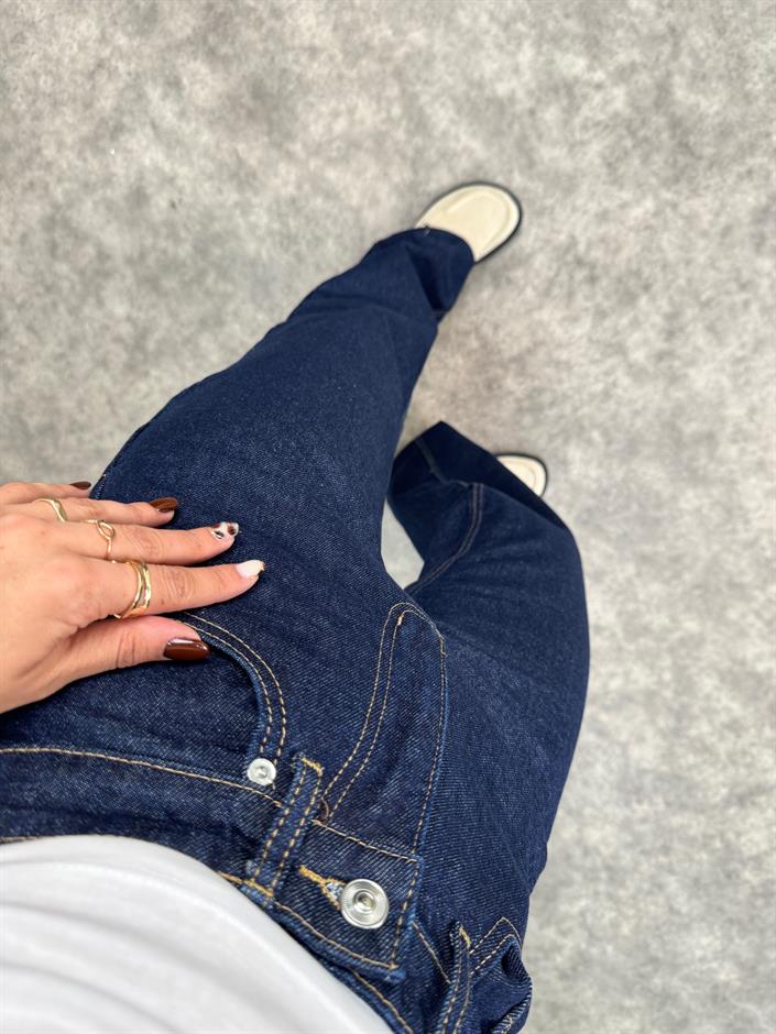 Riva Koyu Mavi ZR Model Kesik Paça Palazzo Jean 