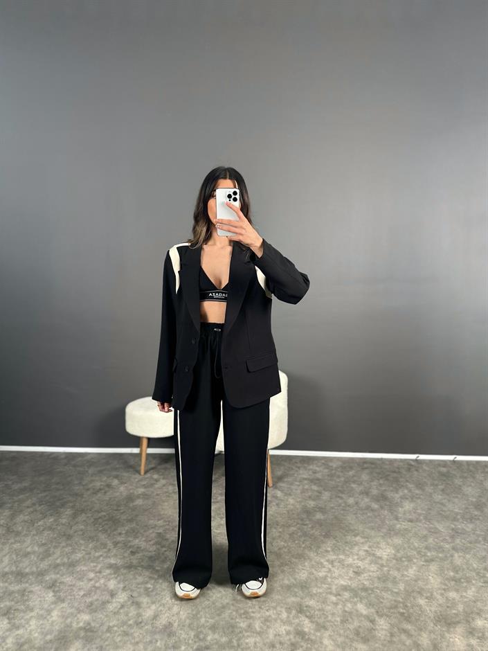 RY Premium Şeritli Blazer Ceket Pantolon Takım 