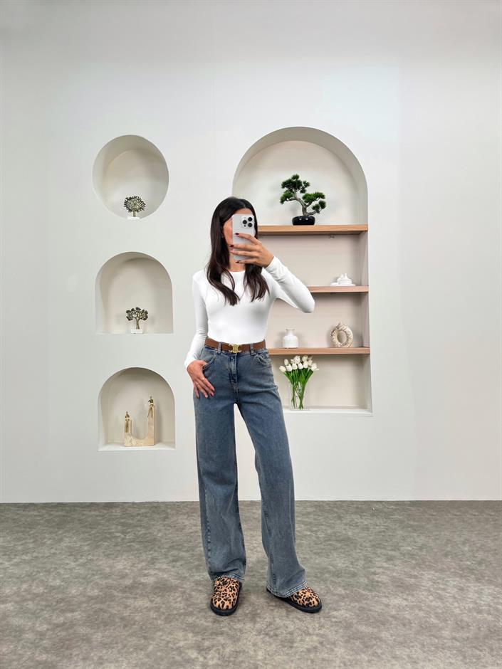 Lora Orta Ton Kar Yıkamalı Palazzo Jean