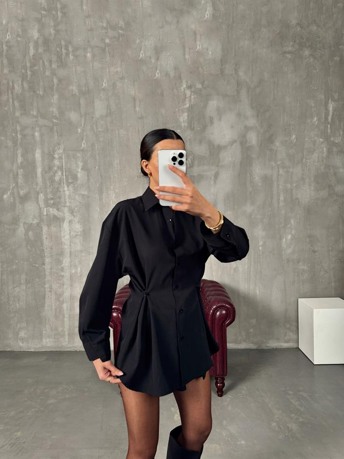 Athen Siyah ZR Model Oversize Tasarım Gömlek