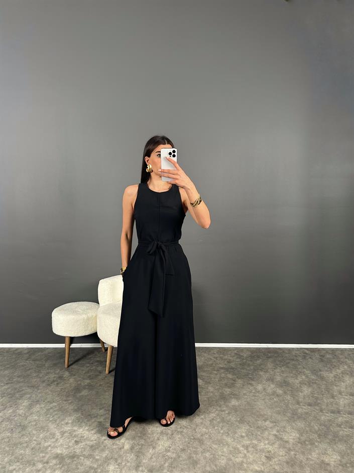 Brasil Siyah Kuşaklı Cepli Tulum