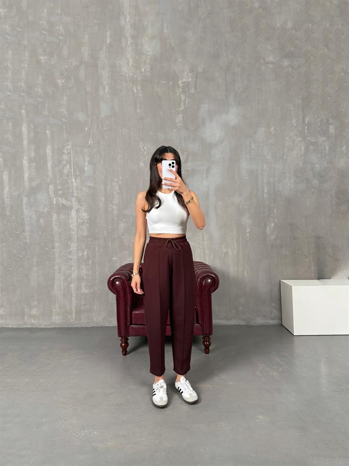 Sofya Kahve Oysh Muadil Modal Kumaş Balon Pantolon